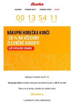 Poslední šance! ⏳ | Už pouze dnes - 20 % na všechny zlevněné kousky!