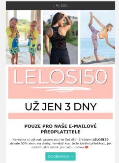 LELOSI50 přináší 50% slevu na druhý
 kus!