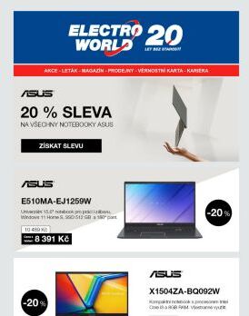 Dodatečná sleva 20 % na všechny notebooky Asus, vybírejte.