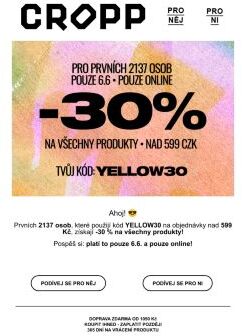 -30% na všechny produkty pro prvních 2137 osob 🤩