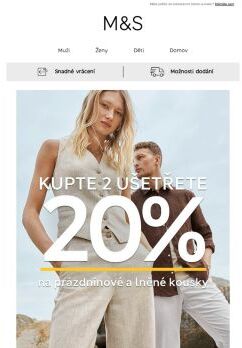 Kupte 2, ušetřete 20% na prázdninové a lněné kousky