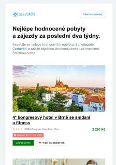 Nejlepší nabídky za poslední dva týdny ★ 4* kongresový hotel v Brně se snídaní a fitness