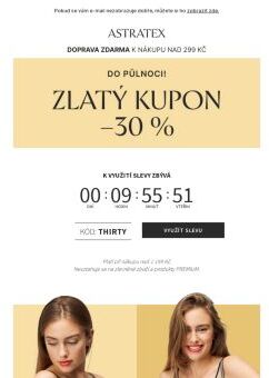Do půlnoci! 👑 Zlatý kupon −30 % 👑