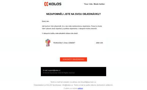 Upozornění na nedokončenou objednávku