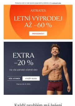 20% extra sleva na vše pánské🕺včetně zboží z výprodeje.
