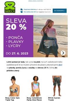 Letní akce -20 %: Plavky, ponča, lycry