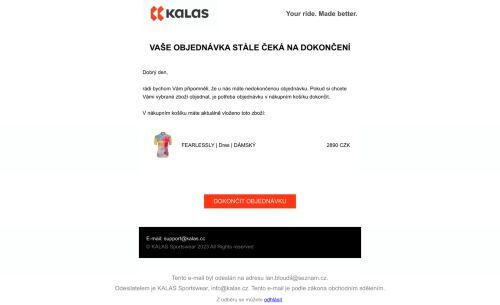 Vaše nedokončená objednávka bude brzy stornována