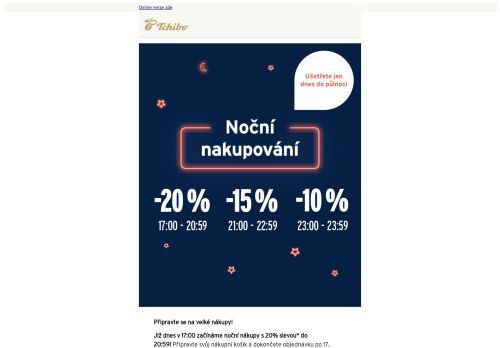 POUZE DNES 📢 🕛 20%, 15%, 10% Noční nákupy