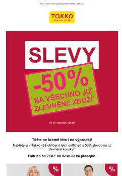 Sleva 50% na již zlevněné zboží! Být rychlý se vyplatí!