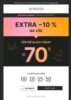 ⏰10% extra slevě i Black Friday až −70 % odzvoní o půlnoci ⏰