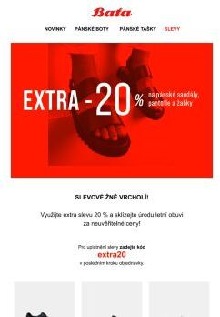 🔥 Extra sleva 20 % na sandály, pantofle a žabky