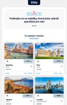 Dnešní TOP: Benátky za 721 CZK, Pisa za 1019
 CZK a ještě mnohem víc!