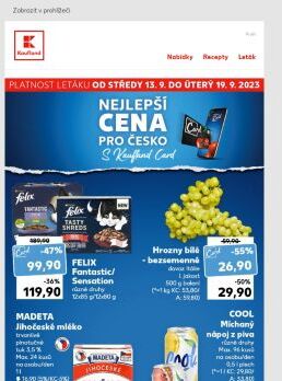 Nejlepší cena pro Česko s Kaufland Card - od 13. 9. do 19. 9. 2023