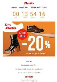 Dny Baťa dnes končí! ⏰⚡ | Nenechte si ujít skvělou slevu 20 %