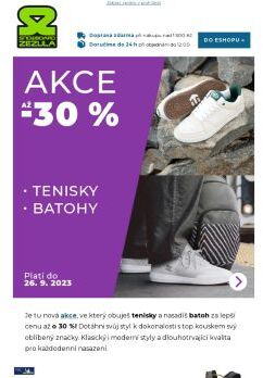 Tenisky a batoh teď s třicítkou