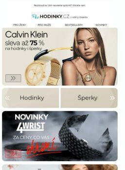 Až -75 % dolů na hodinky & šperky značky Calvin Klein ☺