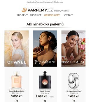 Parfémy Chanel, Yves Saint Laurent a Bvlgari za skvělé ceny ♥