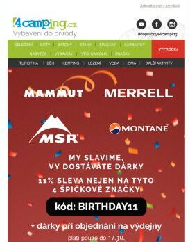 ➡ 11 % sleva nejen na Mammut, Merrell, MSR, Montane