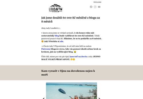 😱Je to tam: 60 000 Kč měsíčně z blogu za 8 měsíců