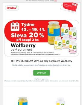 HIT TÝDNE: SLEVA 20 % na celý sortiment Wolfberry při nákupu 2 ks