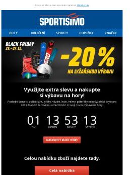 ⚫ Black Friday už jen do zítra! Využijte slevu 20 % na lyžařskou výbavu