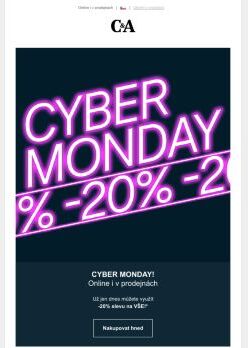 Je Cyber Monday! 20% sleva na VŠE – už jen dnes!