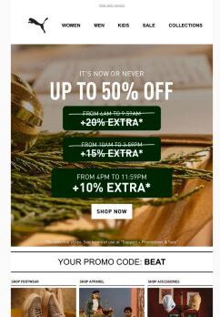 Up To 50% OFF + 10% EXTRA* Ends At Midnight