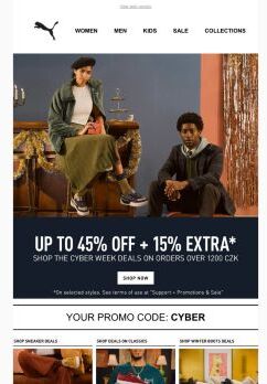 Up To 45% OFF + 15% EXTRA* PUMA Kicks, Ends Soon
