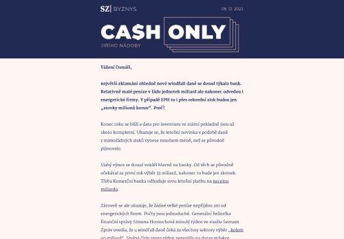 Cash Only: Windfall daň je zklamání, táhne ji jen ČEZ.