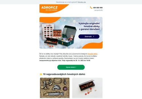 I hmotné zážitkové dárky doručíme včas!