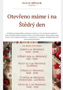 Otevřeno máme i na Štědrý den