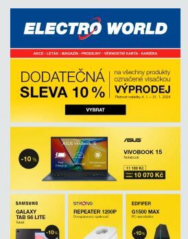 VÝPRODEJ POKRAČUJE - využijte dodatečné 10% slevy na všechny výprodejové produkty.