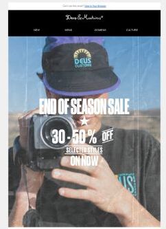 DEUS SALE - 30% TO 50% OFF