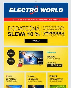 Využijte dodatečnou slevu 10 % na výprodejové produkty.