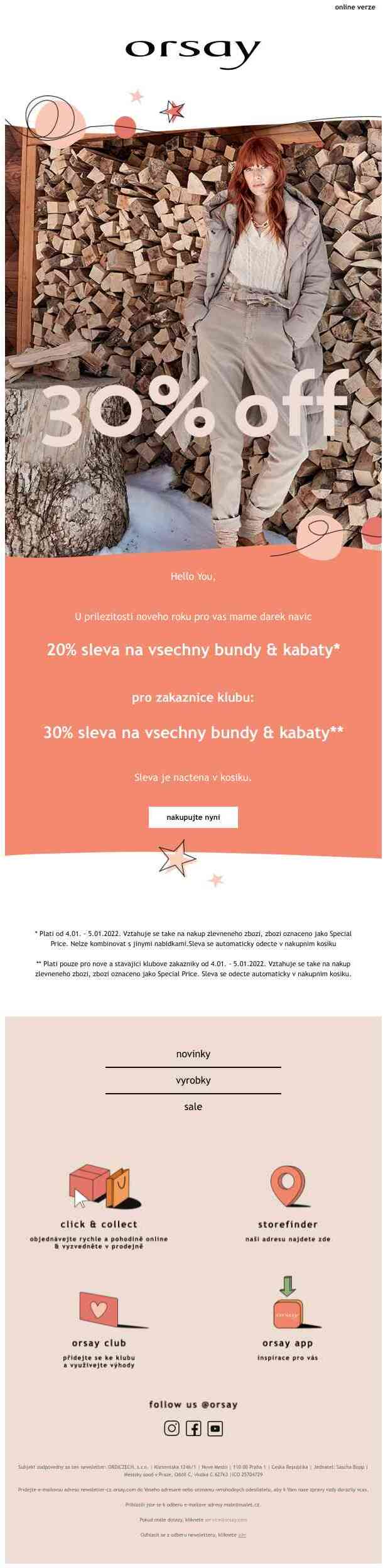 až 30% na všechny bundy a kabáty