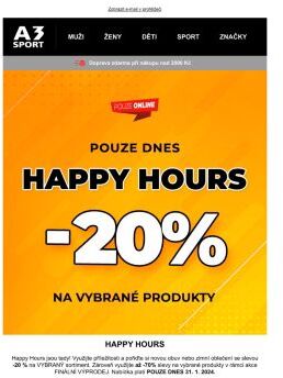 Finální výprodej až -70 % a Happy Hours -20 % na vybrané zboží jen dnes!