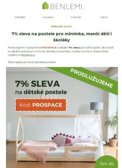 PRODLUŽUJEME. Sleva 7 % na všechny postele pro malé spáče