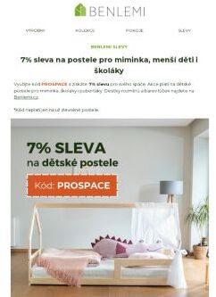 Sleva 7 % na všechny postele pro malé spáče