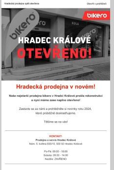 🚲Hradecká prodejna v novém!  Znovu máme naplno otevřeno!🏪