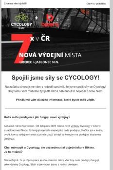 Nově fungujeme společně se Cycology!