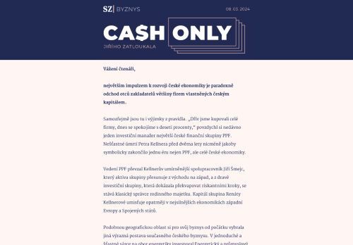 Cash Only: Velká transformace české ekonomiky se dala do pohybu.