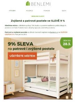 SLEVA 9 % na všechny patrové a zvýšené postele