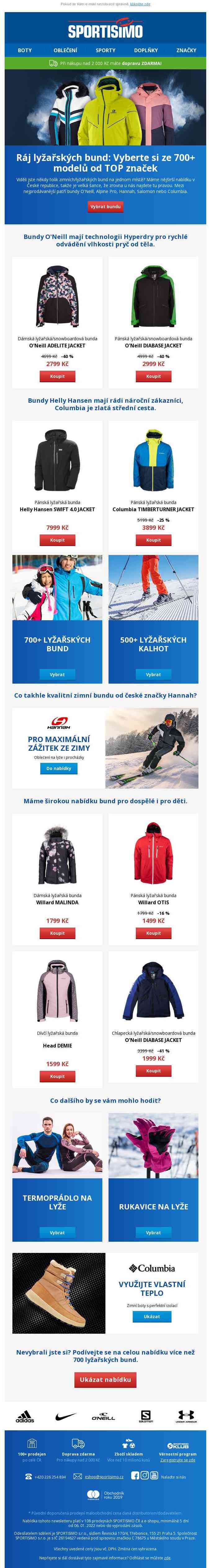 🔵 Nejširší nabídka! 700+ lyžařských bund skladem