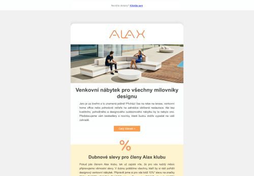 Designový venkovní nábytek: 10% sleva pro členy Alax klubu