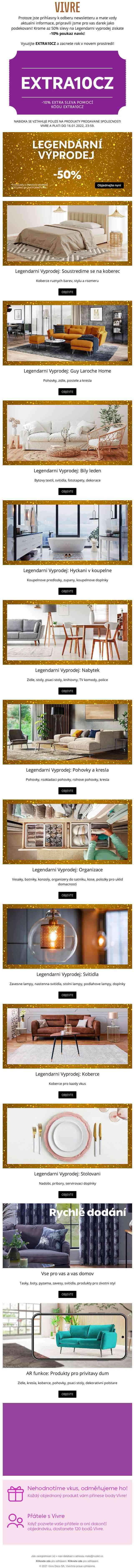 Obdrželi jste 🎁 S poukazem EXTRA10CZ máte -10% na nákupy v Legendárním Výprodeji!