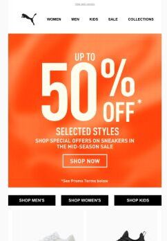 Get Up To 50% OFF* Selected Sneakers Online
