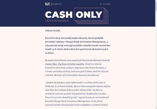 Cash Only: Jak přemýšlí Slovák v čele největšího státního fondu na světě.