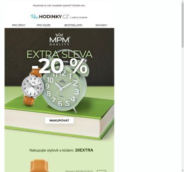 EXTRA sleva 20 % na hodinky a hodiny MPM Quality | Styl pro vás i váš domov