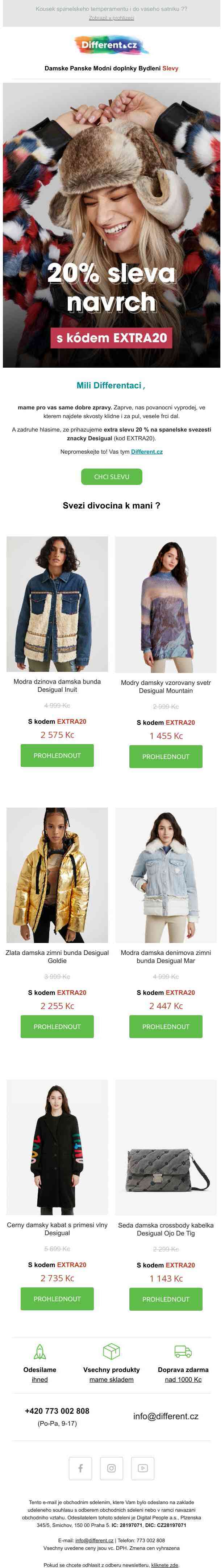 Až −50 % a k tomu extra 20% sleva na Desigual 😍