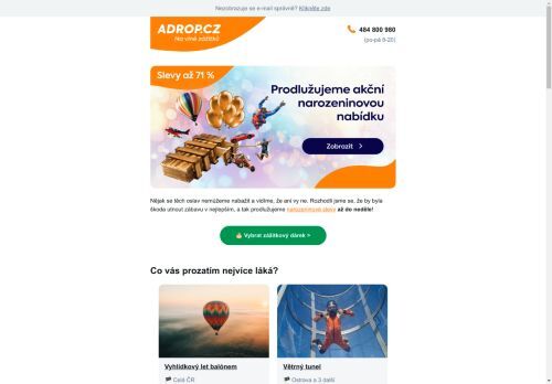 Prodlužujeme! Zážitkové dárky se slevou až 71 %.
